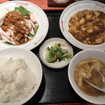 佳仙 - サービス定食（棒棒鶏＋麻婆豆腐） 860円