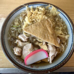 ドライブイン川原 - かけそばにかしわとたぬきのトッピング
      
