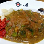 日乃屋カレー - たっぷりほうれん草カレー(スパイス、らっきょう、福神漬けいっぱい)