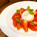 Burrata cheese and strawberry caprese