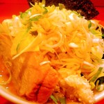 ちばから - らーめん(豚一切れ)+のり+レン草 「ニンニクネギ」(850円) 2013/04