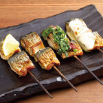 Assortment of 4 kinds of Grilled skewer mackerel skewers