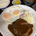 Kimuraya - ハンバーグ・ハムエッグミックス定食