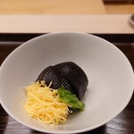 片折 - 煮た出汁茄子と錦糸卵