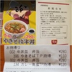 Sukiya - やきそば牛丼の為販売終了しているメニュー