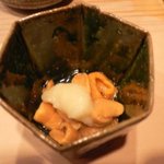 鮨処 つく田 - 塩水雲丹のアスパラソース