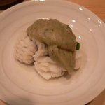 鮨処 つく田 - 穴子湯引きとオクラの焼茄子ソース