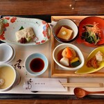 蔵の料亭 さかばやし - 前菜とお豆腐、茶碗蒸し