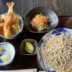 Nouka Shokudou Shimmei Soba Kei - 十割もりそば　ミニ天丼　サラダ