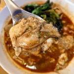 木多郎 - 牡蠣と卵とじ。溶き卵は、黄身よりも白身が多めな感じかな。