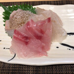 お席 みきち - お造り3種(アカメヌケ、アブラガレイ、アイナメ)