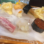 鮨 ひでぞう - 炙り中トロ・雲丹烏賊・白海老・子持昆布・イクラ