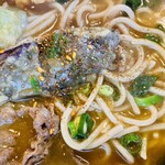 あさひ - 天カレーそば＋そば大盛
七味唐辛子をかけて