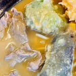 あさひ - 天カレーそば＋そば大盛
牛肉･野菜天