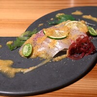 眞か SHINKA - 本日の鮮魚のカルパッチョ 伊勢海老出汁とアンチョビのドレッシング