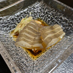 鮨よし - アオリイカの酢の物   イカと酢の物って合うんですねぇー。真似しよーっと。ミョウガも良いアクセント