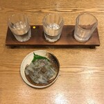 Uonuma Shokudou - 魚沼食堂 エクセルみなみ店 飲み比べセット(魚沼酒造) \1305 たこわさ\396