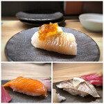 Sushi Kaede - ＊穴子は生を炙っている感じで、噛み応えがありました。 ＊サーモン ＊鰯は脂がのり美味しいらしい。