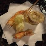 京・富小路 天ぷら吉川 - 海老と銀杏