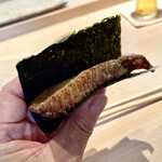 菊鮨 - ❺真魚鰹の素揚げ海苔巻き〜もはや真魚鰹そのもの