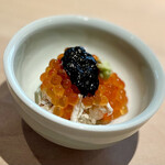 菊鮨 - ❼渡蟹イクラ鮨〜さらに青海苔のせアクセント