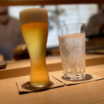 Kikuzushi - 生ビールと炭酸水で乾杯