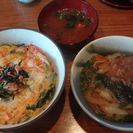 やまどん - 海老と青菜の玉子丼＆ミニきしめん　780円