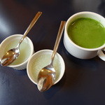 （'13/4） おまけのメロンゼリーとセルフの抹茶ラテ