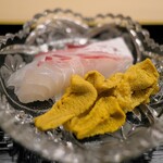 道人 - 明石の真鯛に由良の赤ウニ。