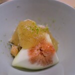 道人 - いちじくに毛ガニ。土佐酢のジュレ。