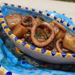 Praia style Calabrian squid and potatoes stew with anchovies