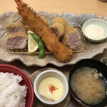 とんかつ みそ家 - ヒレカツ160g大エビフライ膳@2510