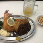 レストラン桂 - 有頭大海老フライと豚肉ヒレカツ