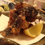 木古里 - おすすめでいただいた「ウツボのから揚げ」。肉はプリッと弾力があって、臭みもえぐみもありません。新食感から揚げ。