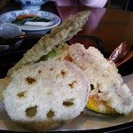 智月庵 - 天せいろの天ぷら。