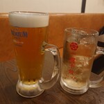 餃子 満彩 - ビールとジンジャエール