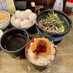 波留乃屋 - つけ肉そばランチ850円、クリームコロッケ小丼