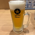 味庵しものせき - 生ビール(中) 510円。