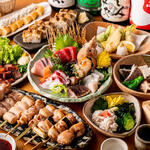 [Kiwami Course] 15 dishes including sashimi delivered directly from the fishing port, charcoal grilled yakitori, vegetable skewers, etc. + 3 hours of all-you-can-drink