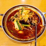 Koukoufuku - 前日にいただいた海鮮の四川風煮込みランチ　これにライス・スープ・ザーサイ・杏仁豆腐が付いて税込700円