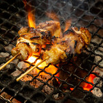 Yakitori (grilled chicken skewers) grilled over charcoal is exquisite!