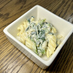 Macaroni salad with whitebait, spinach and Sicilian lemon