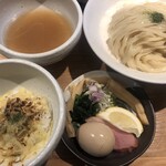 鴨出汁中華蕎麦 麺屋yoshiki - 蟹出汁塩つけ蕎麦（手揉み麺）＋浅利リゾット
