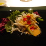 レストラン ラッセ - 冷製グリーンアスパラガスと白魚のサラダ仕立て　５年熟成バルサミコのザバイオーネソース