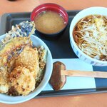 Tendon Tenya Toyama Hongo Ushin Ten - 野菜天丼＆温そば一人前セット