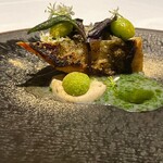 ラ・ヴァガボンド - 長崎県産九絵のロースト　九条葱のオイルソース　新銀杏