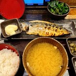 Shimpachi Shokudou - さば文化干し定食ご飯半割+わかめ(醤油マヨ)_¥891+¥88