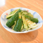 Seared cucumber and cabbage with sesame salt