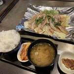 Okonomiyaki Teppanyaki Tougi - 梅肉豚バラ塩焼き定食