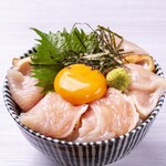 Rich egg and raw chicken Oyako-don (Chicken and egg bowl)